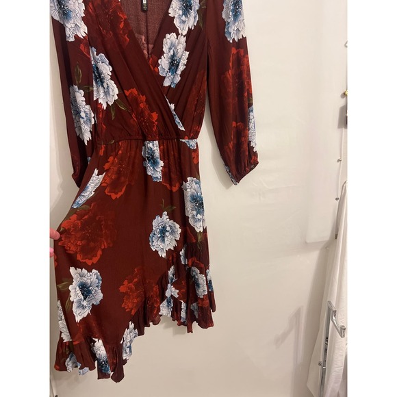 Burgundy and Blue Floral Midi Dress - Picture 4 of 5